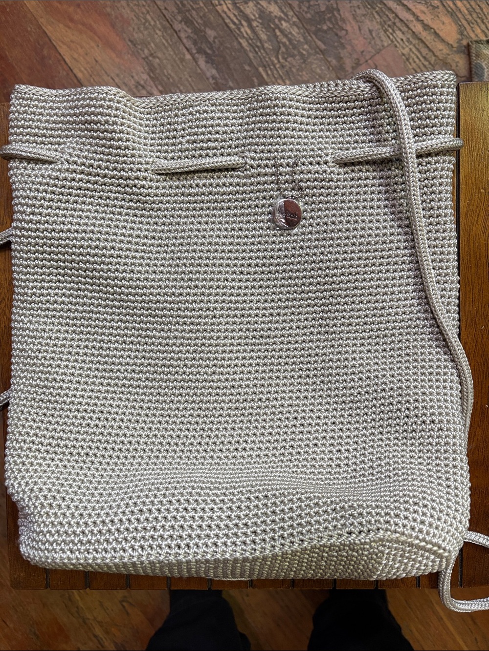 The Sak Cream Crochet Tote with Slim Strap